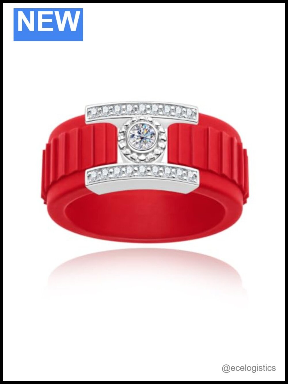 Moissanite & 925 Sterling Silver Promise Ring with Silicone Inner Band